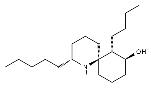 (2R,6R)-7α-ブチル-2α-ペンチル-1-アザスピロ[5.5]ウンデカン-8β-オール 化学構造式