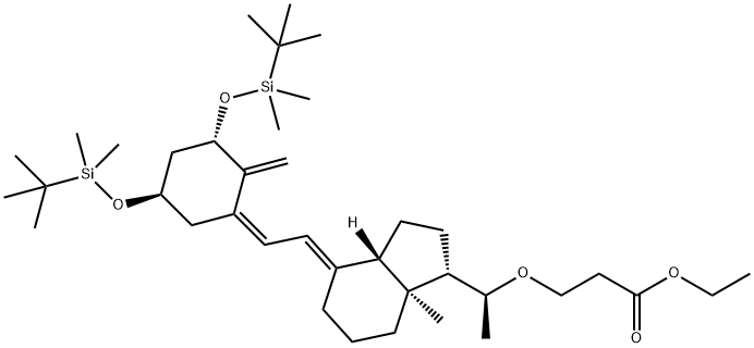 Propanoic acid, 3-[(1S)-1-[(1S,3aS,4E,7aS)-4-[(2Z)-[(3S,5R)-3,5-bis[[(1,1-diMethylethyl)diMethylsilyl]oxy]-2-Methylenecyclohexylidene]ethylidene]octahydro-7a-Methyl-1H-inden-1-yl]ethoxy]-, ethyl este Struktur