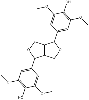 1,4-ビス(3,5-ジメトキシ-4-ヒドロキシフェニル)テトラヒドロ-1H,3H-フロ[3,4-c]フラン 化学構造式