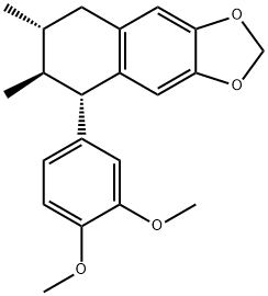 (5S)-5-(3,4-ジメトキシフェニル)-5,6,7,8-テトラヒドロ-6β,7α-ジメチルナフト[2,3-d]-1,3-ジオキソール 化学構造式