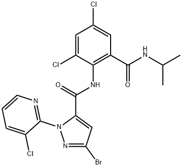 1H-吡唑-5-甲酰胺,3-溴-1-(3-氯-2-吡啶基)-N-[2,4-二氯-6-[[(1-甲基乙基)氨基]羰基]苯基]-,500008-54-8,结构式