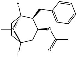 rel-(1R*,5S*)-8-メチル-2α*-ベンジル-8-アザビシクロ[3.2.1]オクタン-3α*-オールアセタート 化学構造式