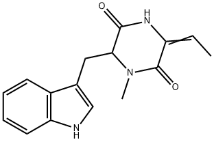 tryptophan-dehydrobutyrine diketopiperazine 化学構造式
