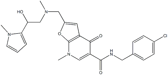 Furo[2,3-b]pyridine-5-carboxamide,  N-[(4-chlorophenyl)methyl]-4,7-dihydro-2-[[[2-hydroxy-2-(1-methyl-1H-pyrrol-2-yl)ethyl]methylamino]methyl]-7-methyl-4- 结构式