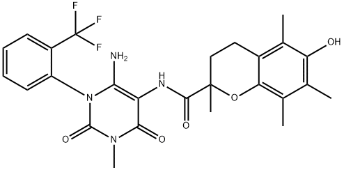 2H-1-Benzopyran-2-carboxamide,  N-[6-amino-1,2,3,4-tetrahydro-3-methyl-2,4-dioxo-1-[2-(trifluoromethyl)phenyl]-5-pyrimidinyl]-3,4-dihydro-6-hydroxy-2,5,7,8-|