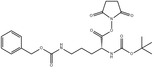 (2,5-dioxopyrrolidin-1-yl) (2R)-2-[(2-methylpropan-2-yl)oxycarbonylamino]-5-(phenylmethoxycarbonylamino)pentanoate Struktur