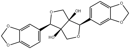rel-(1α*,3aα*,4α*,6aα*)-1,4-ビス(1,3-ベンゾジオキソール-5-イル)-1H,3H-フロ[3,4-c]フラン-3a,6a(4H,6H)-ジオール 化学構造式