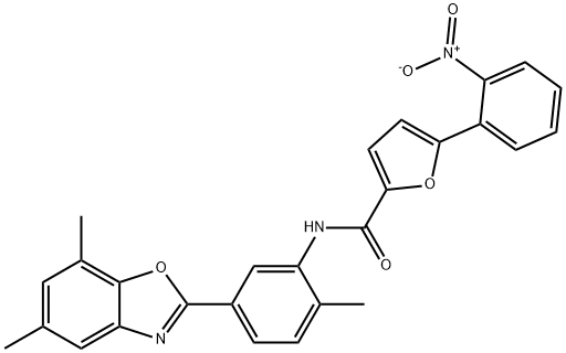 2-Furancarboxamide,N-[5-(5,7-dimethyl-2-benzoxazolyl)-2-methylphenyl]-5-(2-nitrophenyl)-(9CI),590395-73-6,结构式