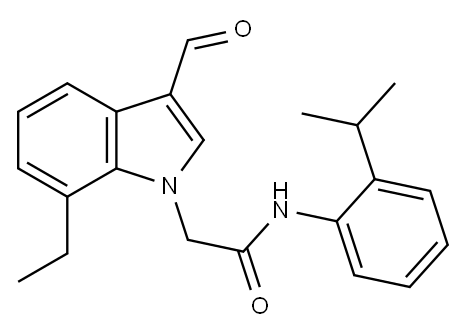 1H-Indole-1-acetamide,7-ethyl-3-formyl-N-[2-(1-methylethyl)phenyl]-(9CI),593236-42-1,结构式