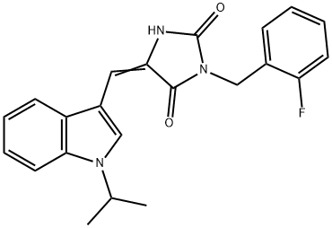 2,4-Imidazolidinedione,3-[(2-fluorophenyl)methyl]-5-[[1-(1-methylethyl)-1H-indol-3-yl]methylene]-(9CI) Structure