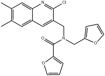 2-Furancarboxamide,N-[(2-chloro-6,7-dimethyl-3-quinolinyl)methyl]-N-(2-furanylmethyl)-(9CI),604782-63-0,结构式