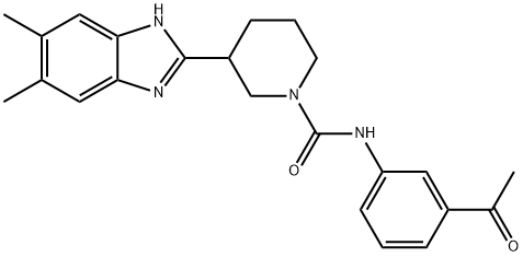1-Piperidinecarboxamide,N-(3-acetylphenyl)-3-(5,6-dimethyl-1H-benzimidazol-2-yl)-(9CI) Structure