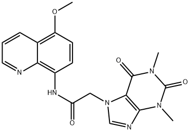 7H-Purine-7-acetamide,1,2,3,6-tetrahydro-N-(5-methoxy-8-quinolinyl)-1,3-dimethyl-2,6-dioxo-(9CI) Struktur