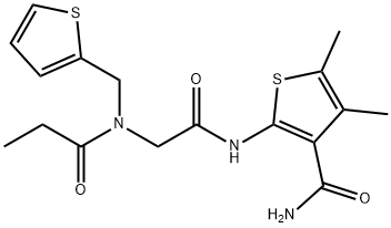 3-Thiophenecarboxamide,4,5-dimethyl-2-[[[(1-oxopropyl)(2-thienylmethyl)amino]acetyl]amino]-(9CI) Structure