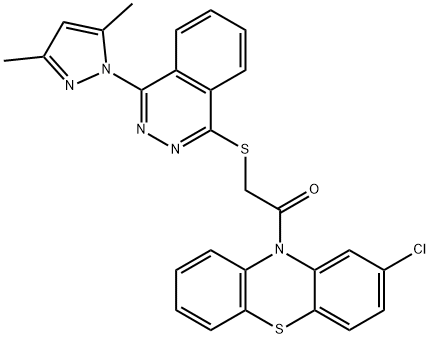 10H-Phenothiazine,2-chloro-10-[[[4-(3,5-dimethyl-1H-pyrazol-1-yl)-1-phthalazinyl]thio]acetyl]-(9CI) Structure