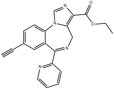 HZ166   thyl 8-ethynyl-6-(2-pyridyl)-4H-imidazo[1,5-a][1,4]benzodiazepine-3-carboxylate,612527-56-7,结构式