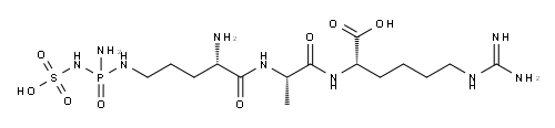 N5-[アミノ(スルホアミノ)ホスフィニル]-L-Orn-L-Ala-N6-[アミノ(イミノ)メチル]-L-Lys-OH 化学構造式