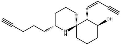 (2R,6R,7α,8β)-7-[(Z)-1-ブテン-3-イニル]-2-(4-ペンチニル)-1-アザスピロ[5.5]ウンデカン-8-オール 化学構造式
