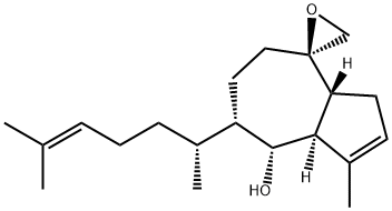 (3aR,4R)-7β-[(R)-1,5-ジメチル-4-ヘキセニル]-3aα,5,6,7,8,8aβ-ヘキサヒドロ-1-メチルスピロ[アズレン-4(3H),2'-オキシラン]-8β-オール 化学構造式