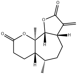 (3aS,6aβ,10bβ)-ドデカヒドロ-6α,10aα-ジメチル-3-メチレンフロ[3',2':6,7]シクロヘプタ[1,2-b]ピラン-2,9-ジオン 化学構造式