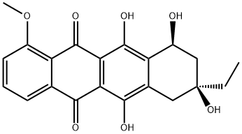 (8S)-8β-Ethyl-7,8,9,10-tetrahydro-6,8α,10α,11-tetrahydroxy-1-methoxy-5,12-naphthacenedione Struktur