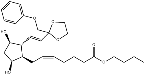(Z)-7-[(1R)-3α,5α-ジヒドロキシ-2β-[(E)-2-(2-フェノキシメチル-1,3-ジオキソラン-2-イル)エテニル]シクロペンタン-1α-イル]-5-ヘプテン酸ブチル 化学構造式