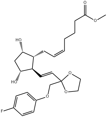 (Z)-7-[(1R)-3α,5α-Dihydroxy-2β-[(E)-2-[2-[(4-fluorophenoxy)methyl]-1,3-dioxolan-2-yl]ethenyl]cyclopentan-1α-yl]-5-heptenoic acid methyl ester Structure