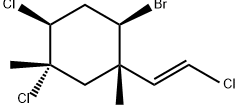rel-2α*-ブロモ-4α*,5β*-ジクロロ-1α*,5α*-ジメチル-1β*-[(E)-2-クロロエテニル]シクロヘキサン 化学構造式