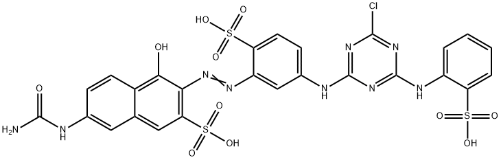 2-Naphthalenesulfonic acid, 7-[(aminocarbonyl)amino]-3-[2-[5-[[4-chloro-6-[(2-sulfophenyl)amino]-1,3,5-triazin-2-yl]amino]-2-sulfophenyl]diazenyl]-4-hydroxy- Structure