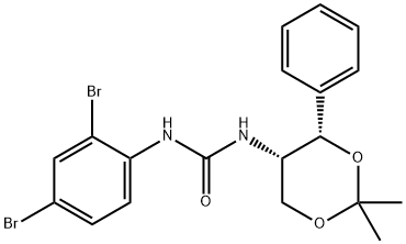 N-(2,4-DIBROMOPHENYL)-N'-[(4S,5S)-2,2-DIMETHYL-4-PHENYL-1,3-DIOXAN-5-YL]-UREA 结构式