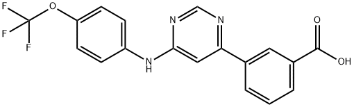 Benzoic acid, 3-[6-[[4-(trifluoromethoxy)phenyl]amino]-4-pyrimidinyl]- 化学構造式