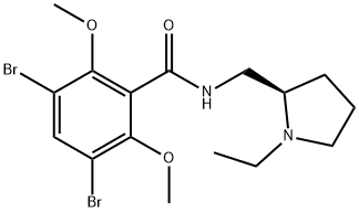 （R）-3,5-二溴-N-[（1-乙基-2-吡咯烷基）甲基]-2,6-二甲氧基苯甲酰胺, 73220-00-5, 结构式