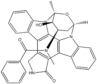 Benzamide, N-[(9S,10R,11R,13R)-2,3,10,11,12,13-hexahydro-10-hydroxy-9-methyl-1-oxo-9,13-epoxy-1H,9H-diindolo[1,2,3-gh:3',2',1'-lm]pyrrolo[3,4-j][1,7]benzodiazonin-11-yl]-N-methyl-,740816-86-8,结构式