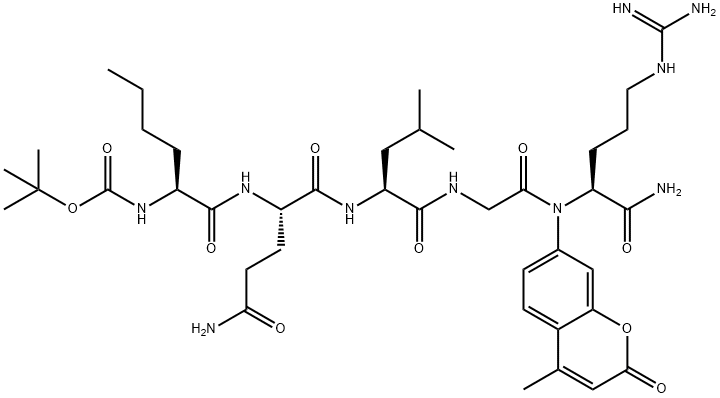 tert-butyloxycarbonyl-norleucyl-glutaminyl-leucyl-glycyl-arginine-7-amino-4-methylcoumarin Structure