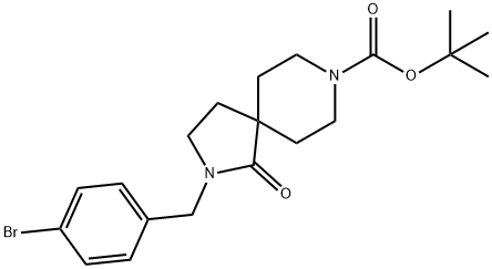 2,8-Diazaspiro[4.5]decane-8-carboxylic acid, 2-[(4-bromophenyl)methyl]-1-oxo-, 1,1-dimethylethyl est Struktur