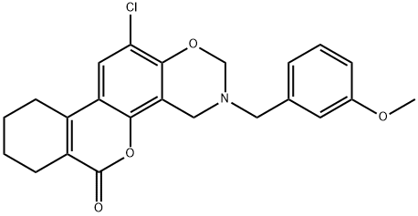 12-chloro-3-[(3-methoxyphenyl)methyl]-2,4,7,8,9,10-hexahydroisochromeno[3,4-f][1,3]benzoxazin-6-one Structure
