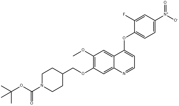 1-Piperidinecarboxylic acid, 4-[[[4-(2-fluoro-4-nitrophenoxy)-6-methoxy-7-quinolinyl]oxy]methyl]-, 1,1-dimethylethyl ester Structure