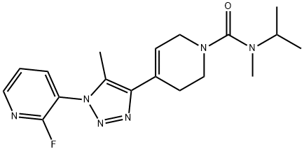 4-[1-(2-FLUOROPYRIDIN-3-YL)-5-METHYLTRIAZOL-4-YL]-N-METHYL-N-PROPAN-2-YL-3,6-DIHYDRO-2H-PYRIDINE-1-CARBOXAMIDE, 873551-53-2, 结构式