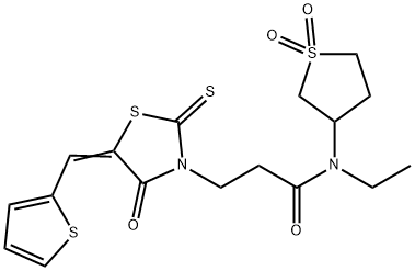 N-(1,1-dioxothiolan-3-yl)-N-ethyl-3-[(5Z)-4-oxo-2-sulfanylidene-5-(thiophen-2-ylmethylidene)-1,3-thiazolidin-3-yl]propanamide Structure