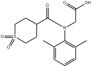 2-(N-(2,6-dimethylphenyl)-1,1-dioxidotetrahydro-2H-thiopyran-4-carboxamido)acetic acid Structure