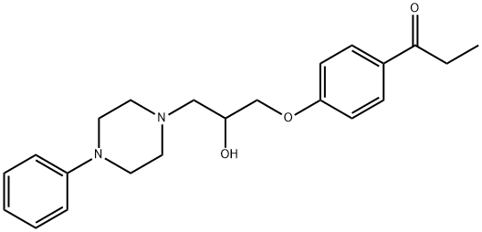 1-{4-[2-ヒドロキシ-3-(4-フェニルピペラジン-1-イル)プロポキシ]フェニル}プロパン-1-オン 化学構造式