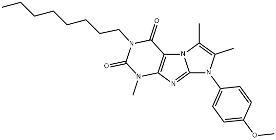 1H-Imidazo[2,1-f]purine-2,4(3H,8H)-dione, 8-(4-methoxyphenyl)-1,6,7-trimethyl-3-octyl- Structure
