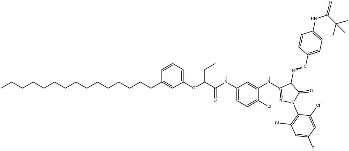 4-(4-((-2,2-Dimethyl-propanamido)-3-(2-chlor-5-(2-(3-pentadecylphenoxy)butylamido)anilin)-1-(2,4,6-trichlorphenyl)-2-pyrazolin)-5-one 结构式
