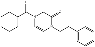 2(1H)-Pyrazinone, 4-(cyclohexylcarbonyl)-3,4-dihydro-1-(2-phenylethyl)- Structure