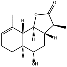 (3S)-3aβ,4,5,5a,6,7,9aβ,9bα-Octahydro-5α-hydroxy-3β,5aα,9-trimethylnaphtho[1,2-b]furan-2(3H)-one Struktur