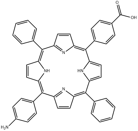5,15-二苯基-10-(4-氨基苯基)-20-(4-羧基苯基)三盐酸卟啉, 1010120-89-4, 结构式