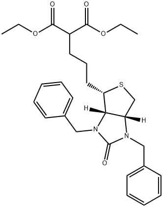 1,3-Diethyl ester 2-[3-[(3aS,4S,6aR)-hexahydro-2-oxo-1,3-bis(phenylmethyl)-1H-thieno[3,4-d]imidazol-4-yl]propyl] Propanedioic acid Struktur