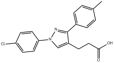 JR-6876, 3-(1-(4-Chlorophenyl)-3-p-tolyl-1H-pyrazol-4-yl)propanoic acid, 97% Struktur