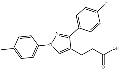 JR-6893, 3-(3-(4-Fluorophenyl)-1-p-tolyl-1H-pyrazol-4-yl)propanoic acid, 97% Structure