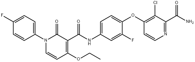 2-?Pyridinecarboxamide, 3-?chloro-?4-?[4-?[[[4-?ethoxy-?1-?(4-?fluorophenyl)?-?1,?2-?dihydro-?2-?oxo-?3-?pyridinyl]?carbonyl]?amino]?-?2-?fluorophenoxy]?- Structure